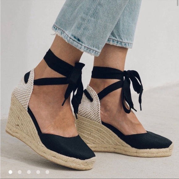 Soludos Shoes - Soludos Lyon Ankle Wrap Espadrille Wedges - Size 6